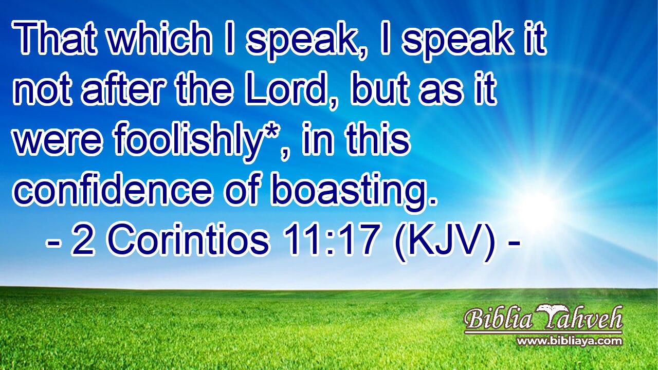 That which I speak, I speak it not after the Lord, but as it were foolishly*, in this confidence of boasting.