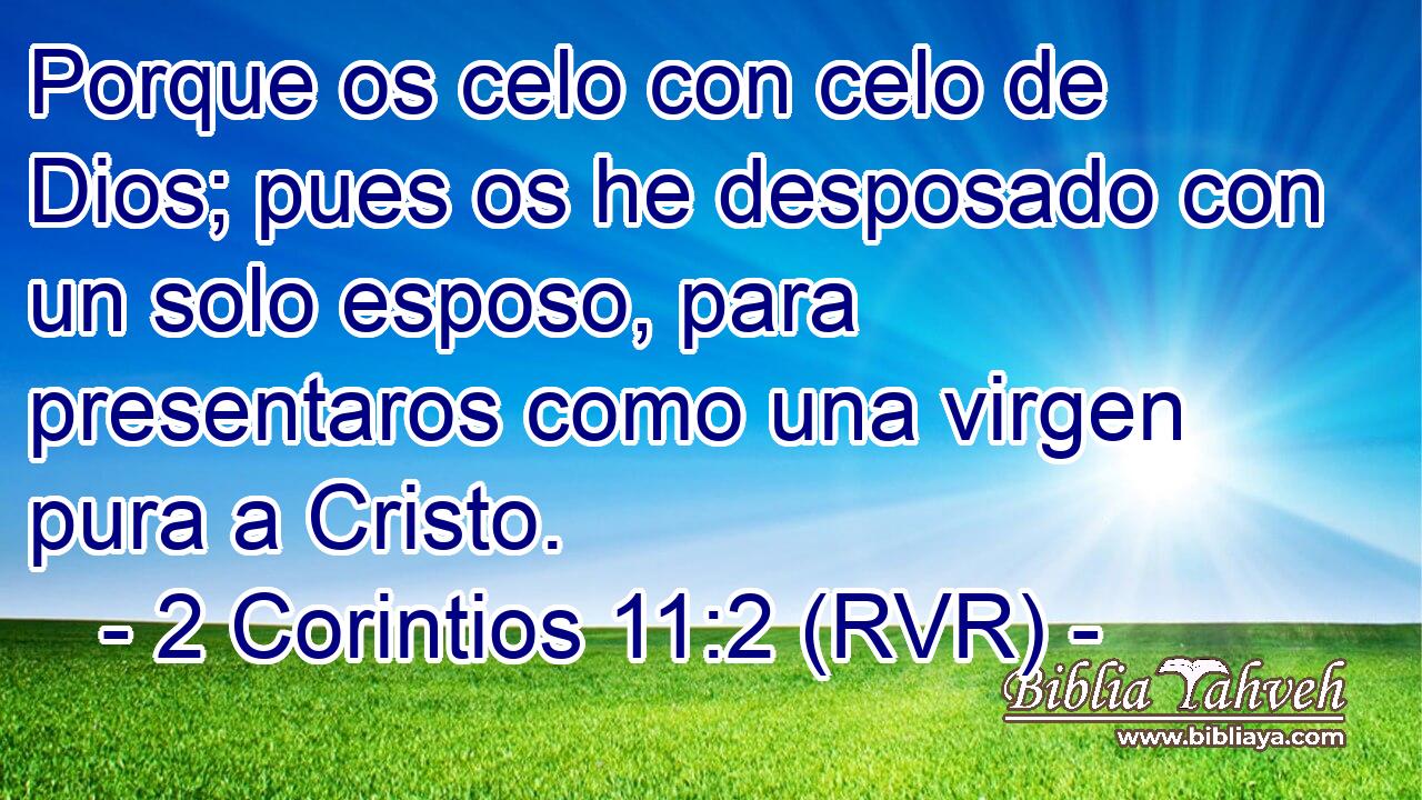 Porque os celo con celo de Dios; pues os he desposado con un solo esposo, para presentaros como una virgen pura a Cristo.