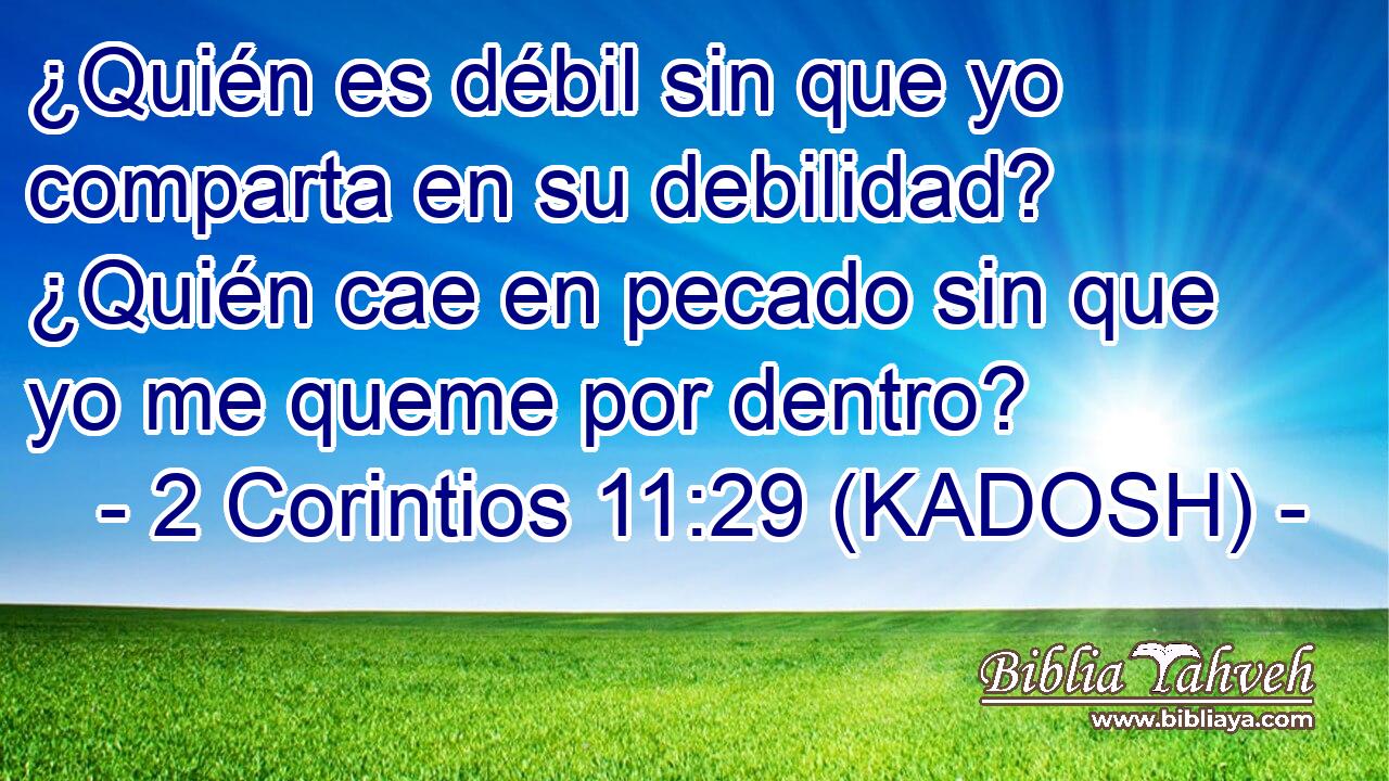  ¿Quién es débil sin que yo comparta en su debilidad? ¿Quién cae en pecado sin que yo me queme por dentro? 