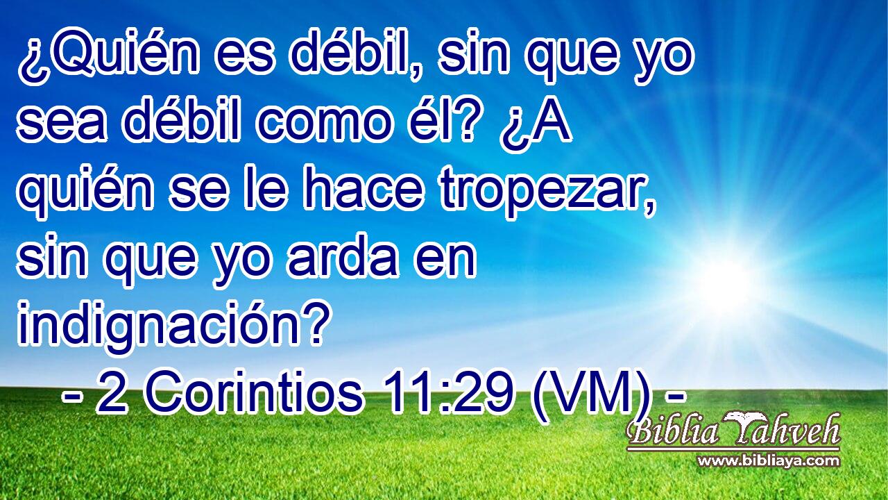  ¿Quién es débil, sin que yo sea débil como él? ¿A quién se le hace tropezar, sin que yo arda en indignación? 