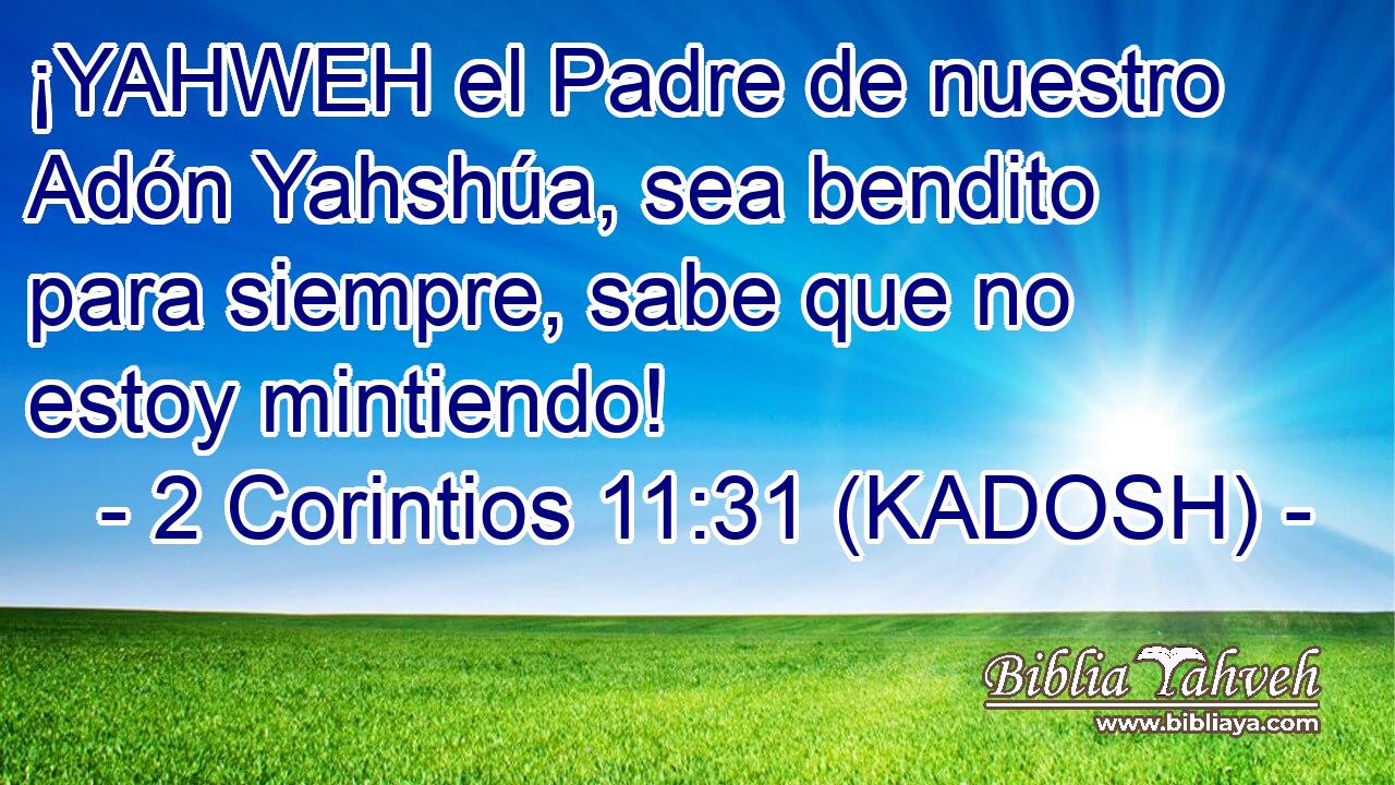  ¡YAHWEH el Padre de nuestro Adón Yahshúa, sea bendito para siempre, sabe que no estoy mintiendo! 