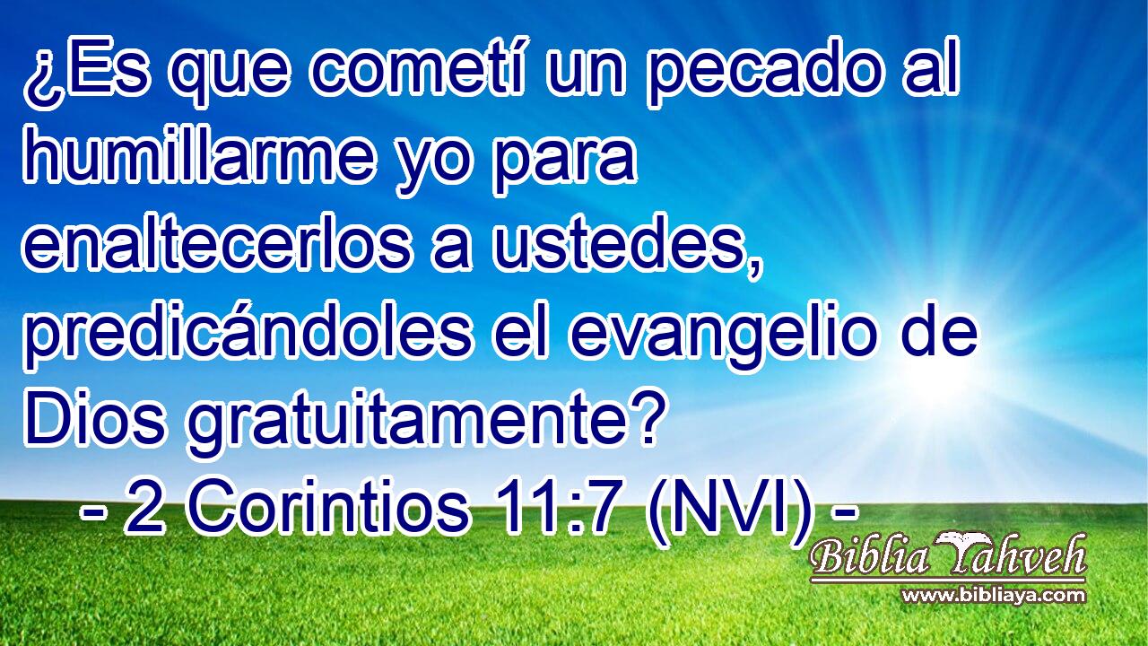  ¿Es que cometí un pecado al humillarme yo para enaltecerlos a ustedes, predicándoles el evangelio de Dios gratuitamente? 