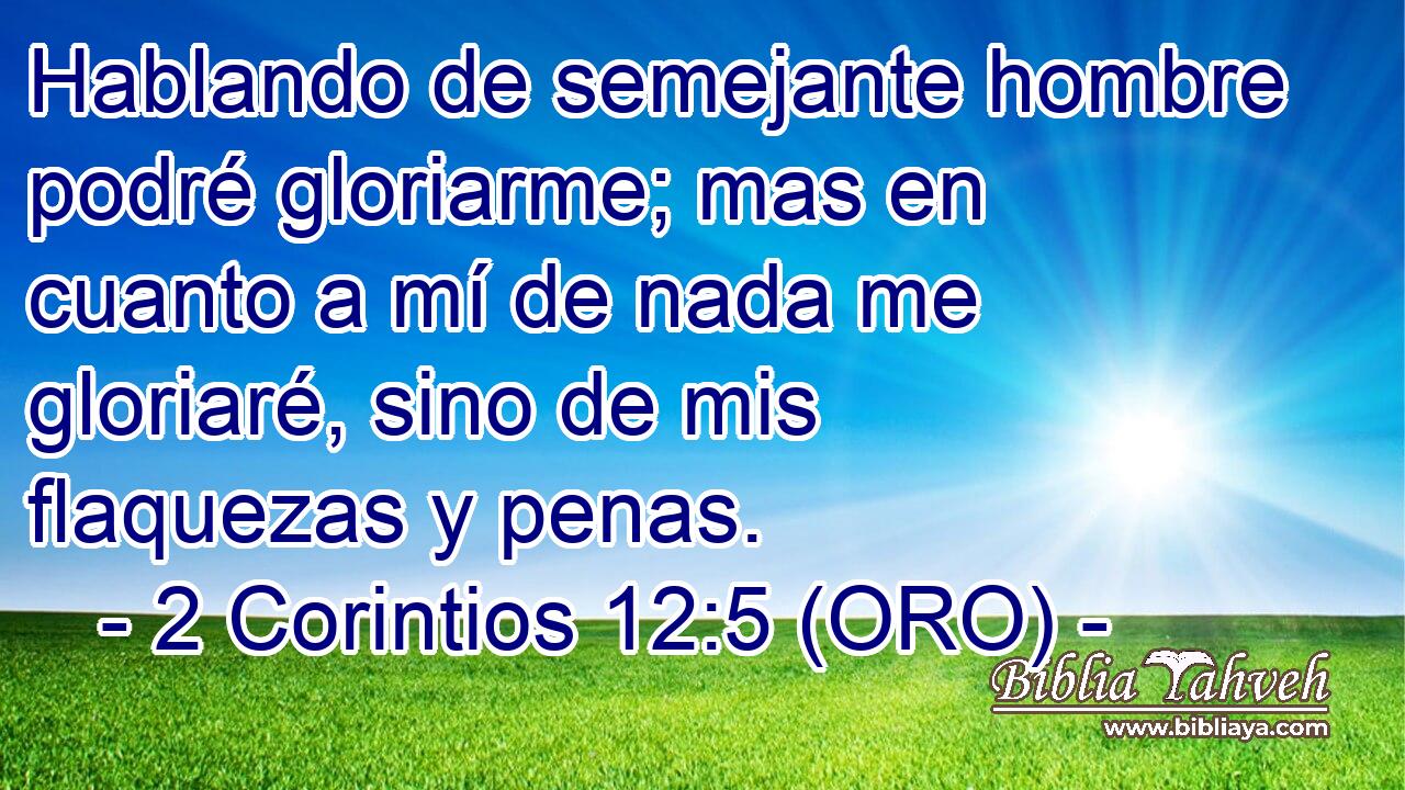  Hablando de semejante hombre podré gloriarme; mas en cuanto a mí de nada me gloriaré, sino de mis flaquezas y penas. 