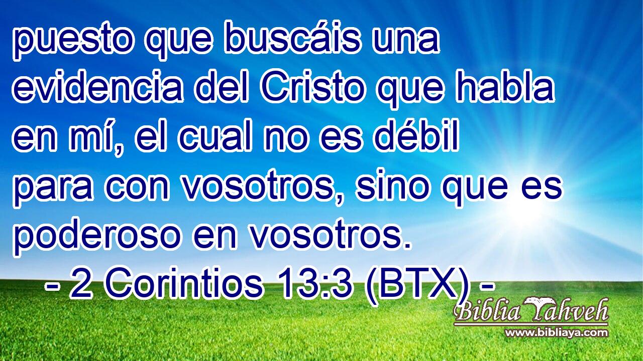 puesto que buscáis una evidencia del Cristo que habla en mí, el cual no es débil para con vosotros, sino que es poderoso en vosotros.