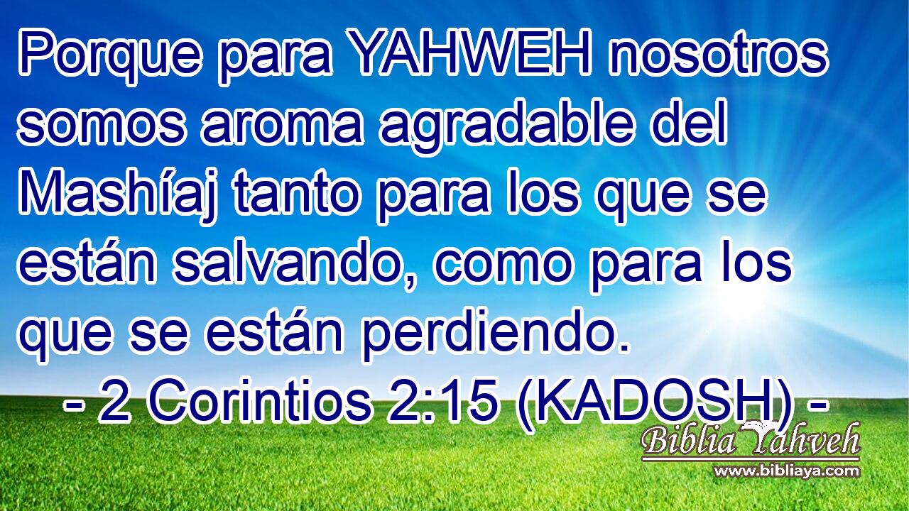  Porque para YAHWEH nosotros somos aroma agradable del Mashíaj tanto para los que se están salvando, como para los que se están perdiendo. 