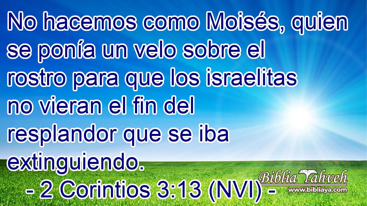  No hacemos como Moisés, quien se ponía un velo sobre el rostro para que los israelitas no vieran el fin del resplandor que se iba extinguiendo. 