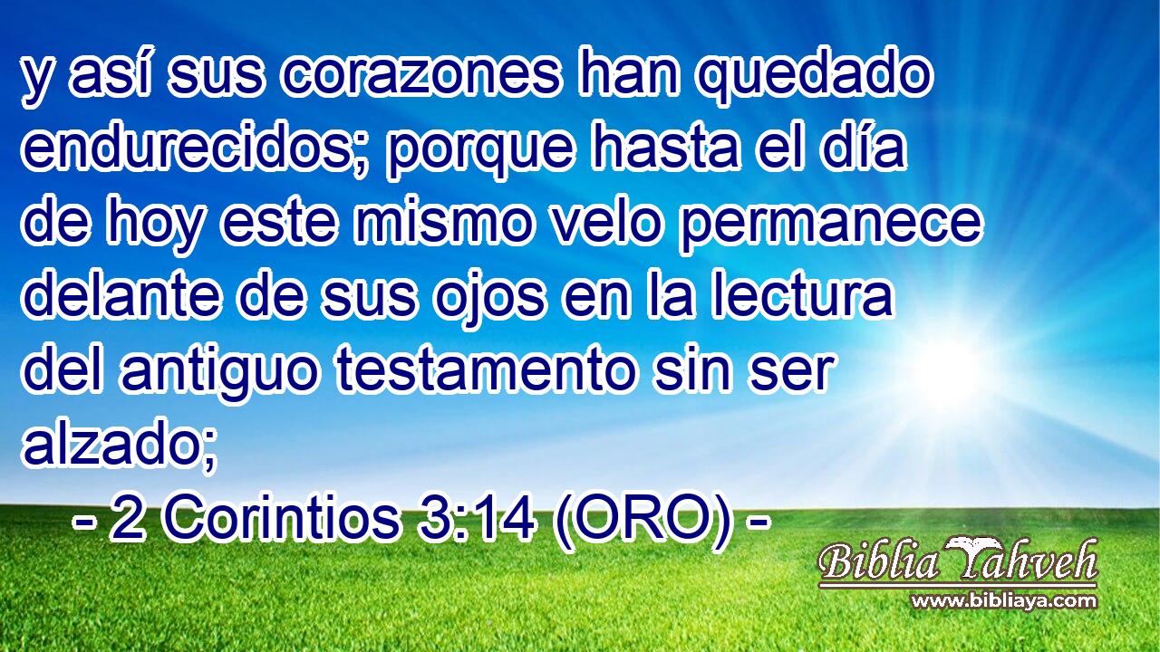  y así sus corazones han quedado endurecidos; porque hasta el día de hoy este mismo velo permanece delante de sus ojos en la lectura del antiguo testamento sin ser alzado; 