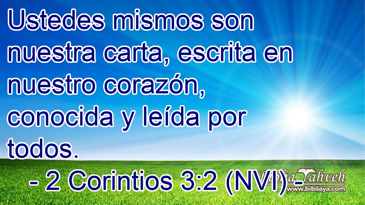  Ustedes mismos son nuestra carta, escrita en nuestro corazón, conocida y leída por todos. 