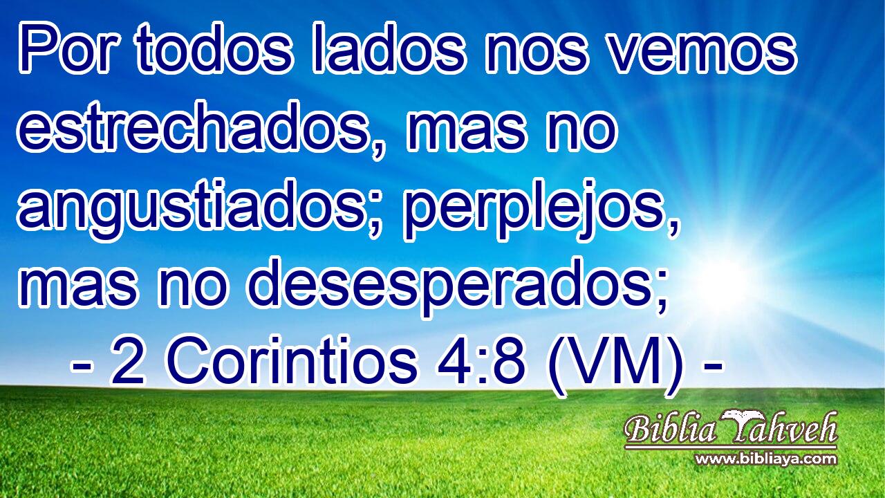  Por todos lados nos vemos estrechados, mas no angustiados; perplejos, mas no desesperados; 