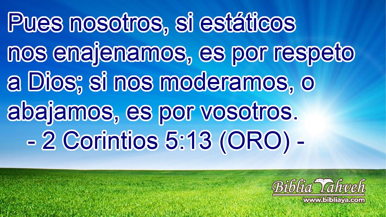  Pues nosotros, si estáticos nos enajenamos, es por respeto a Dios; si nos moderamos, o abajamos, es por vosotros. 