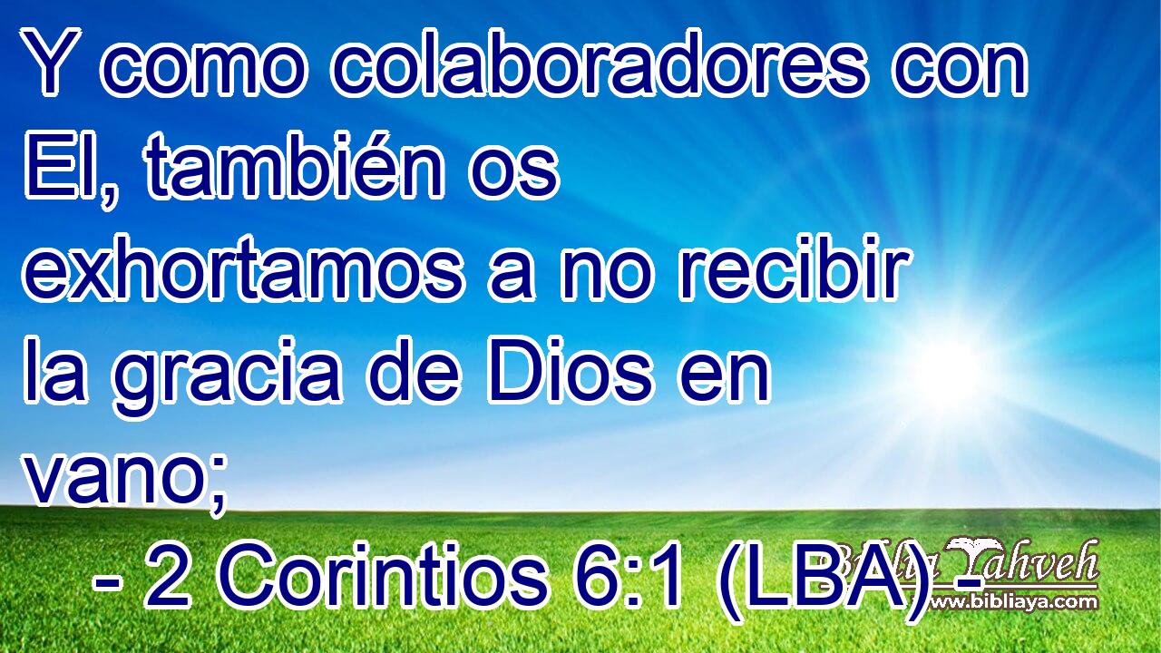 Y como colaboradores con El, también os exhortamos a no recibir la gracia de Dios en vano;