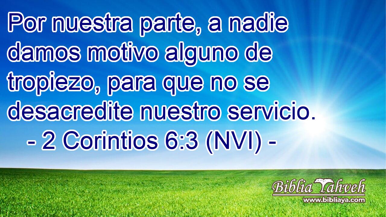  Por nuestra parte, a nadie damos motivo alguno de tropiezo, para que no se desacredite nuestro servicio. 