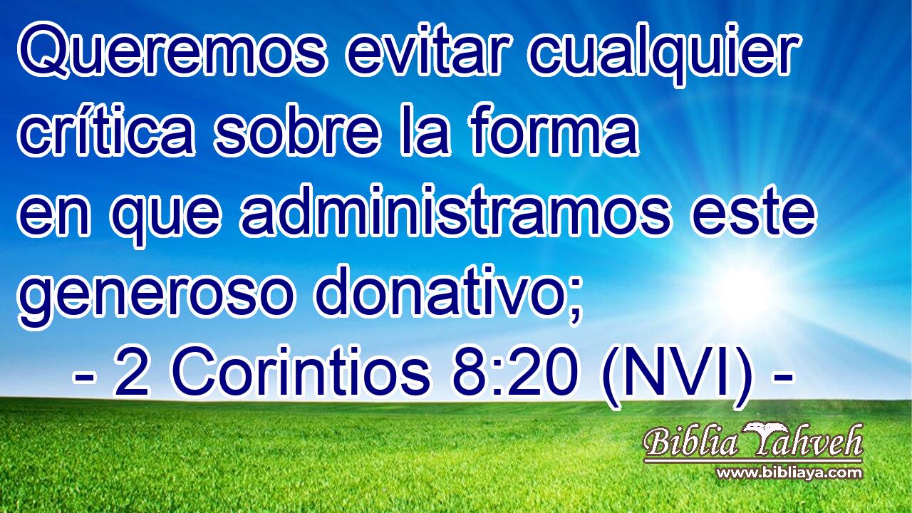  Queremos evitar cualquier crítica sobre la forma en que administramos este generoso donativo; 