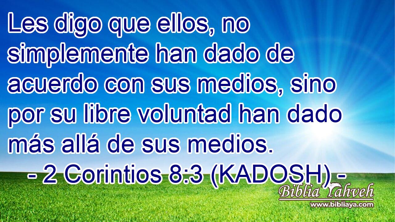  Les digo que ellos, no simplemente han dado de acuerdo con sus medios, sino por su libre voluntad han dado más allá de sus medios. 