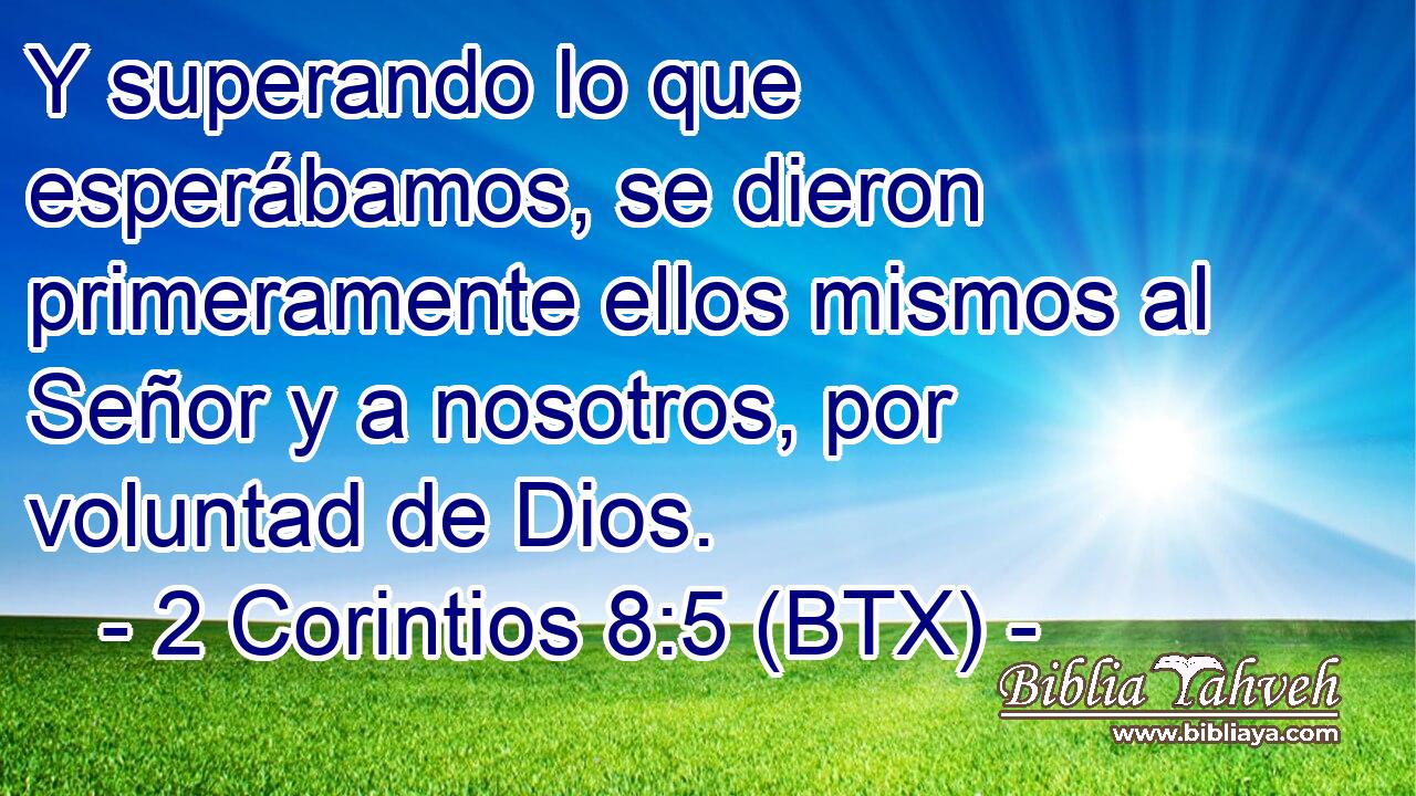Y superando lo que esperábamos, se dieron primeramente ellos mismos al Señor y a nosotros, por voluntad de Dios.
