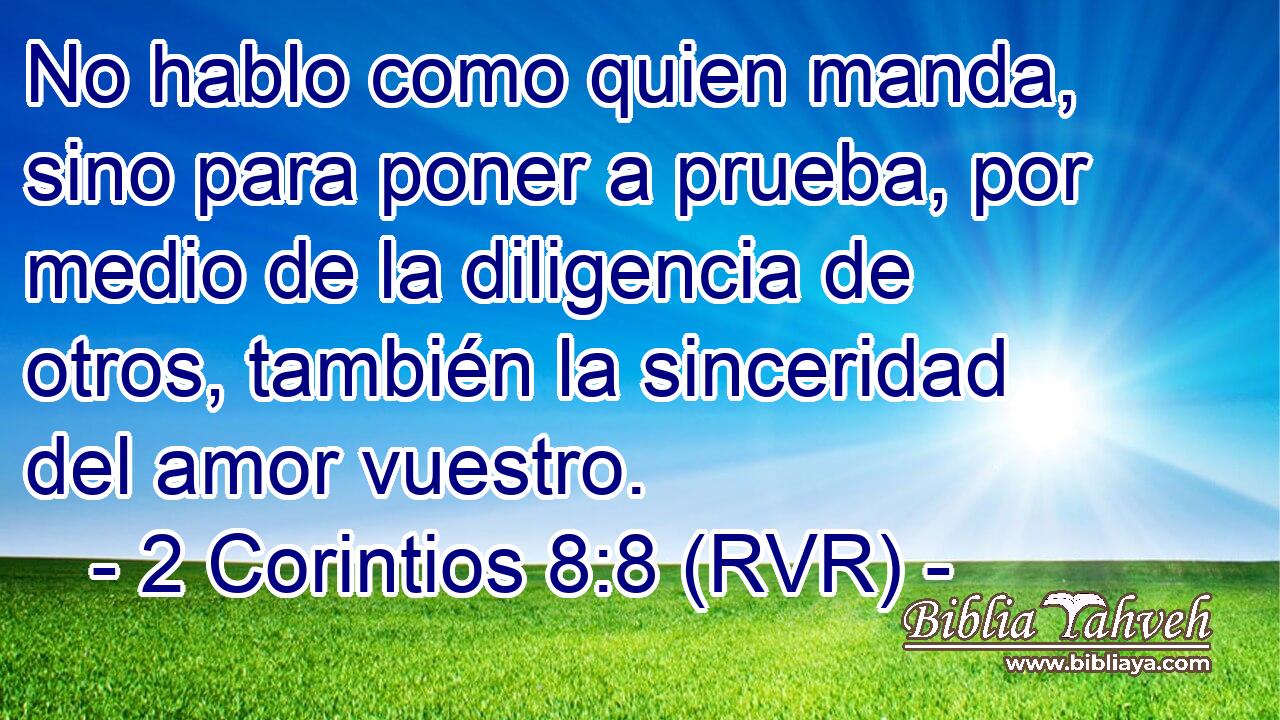 No hablo como quien manda, sino para poner a prueba, por medio de la diligencia de otros, también la sinceridad del amor vuestro.
