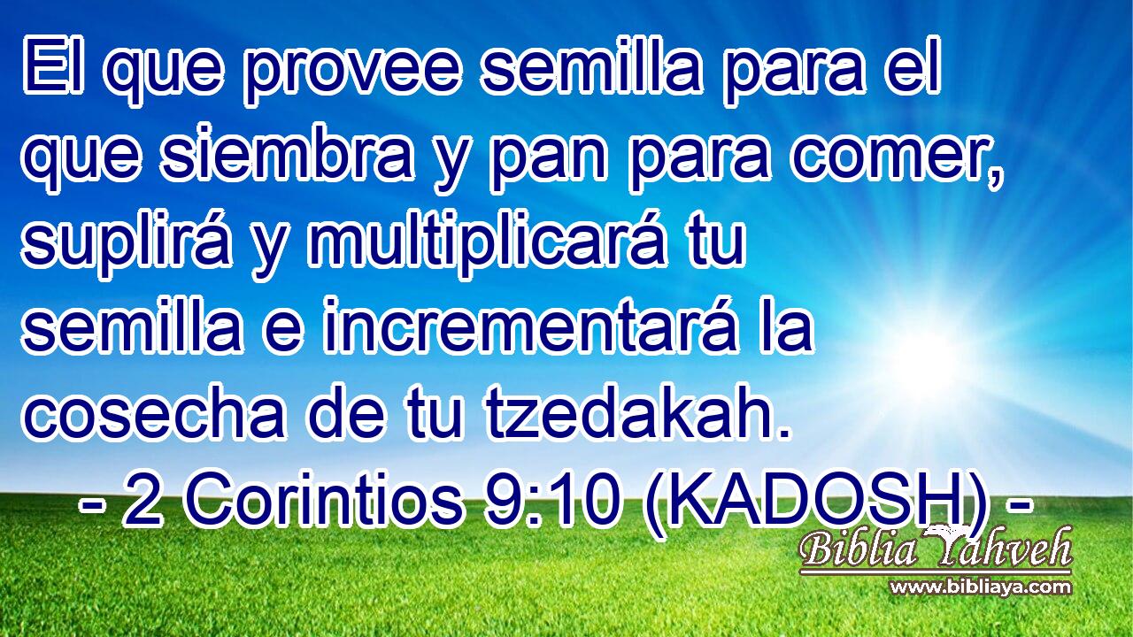  El que provee semilla para el que siembra y pan para comer, suplirá y multiplicará tu semilla e incrementará la cosecha de tu tzedakah. 