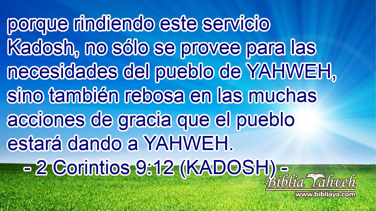  porque rindiendo este servicio Kadosh, no sólo se provee para las necesidades del pueblo de YAHWEH, sino también rebosa en las muchas acciones de gracia que el pueblo estará dando a YAHWEH. 