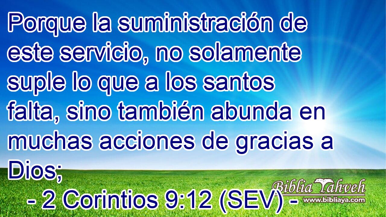 Porque la suministración de este servicio, no solamente suple lo que a los santos falta, sino también abunda en muchas acciones de gracias a Dios;