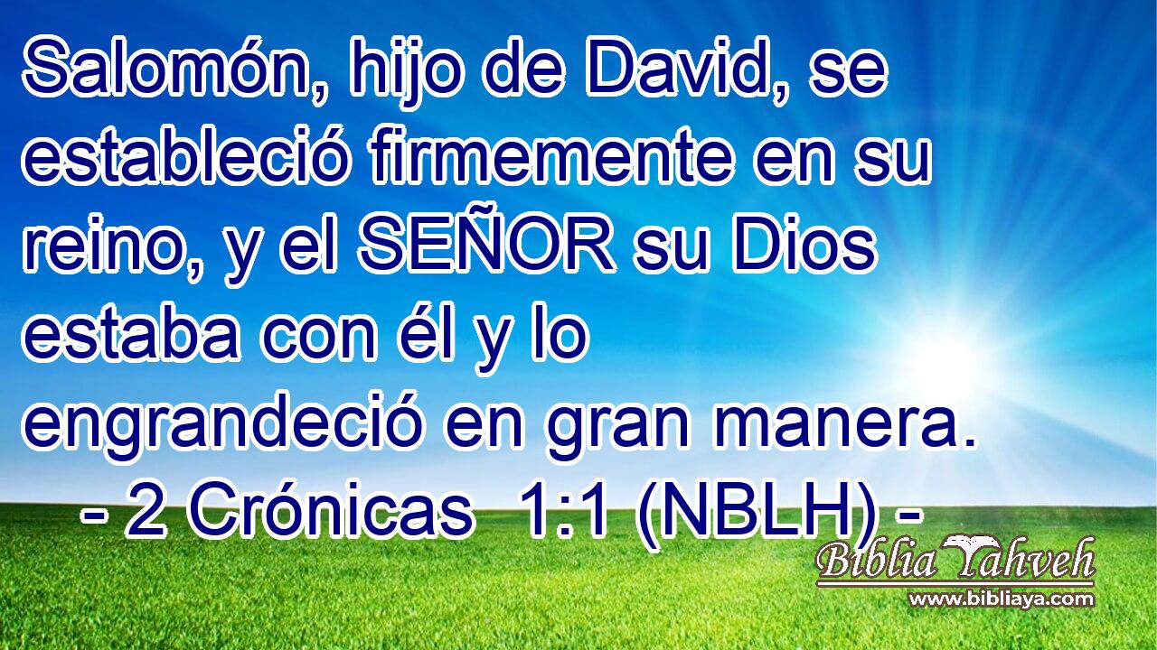  Salomón, hijo de David, se estableció firmemente en su reino, y el SEÑOR su Dios estaba con él y lo engrandeció en gran manera. 