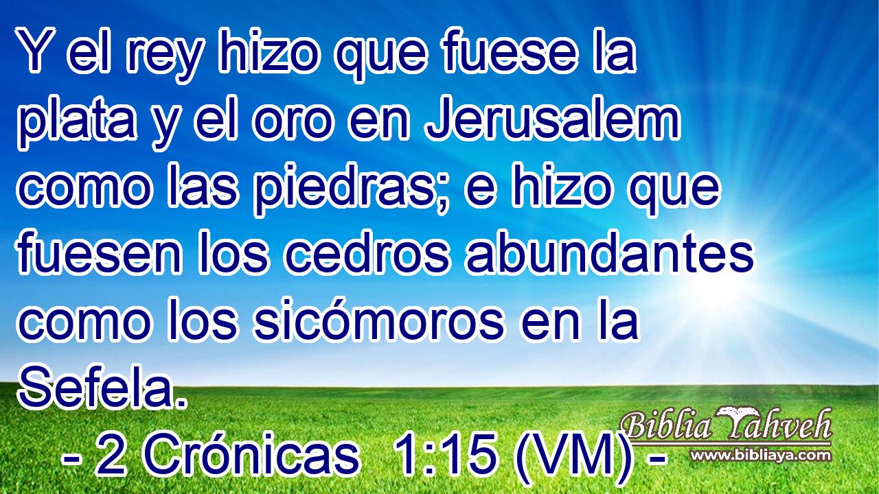  Y el rey hizo que fuese la plata y el oro en Jerusalem como las piedras; e hizo que fuesen los cedros abundantes como los sicómoros en la Sefela. 