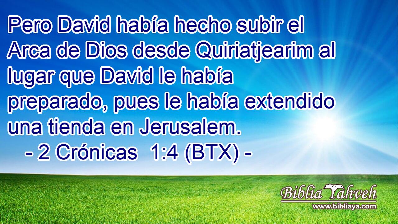 Pero David había hecho subir el Arca de Dios desde Quiriatjearim al lugar que David le había preparado, pues le había extendido una tienda en Jerusalem.