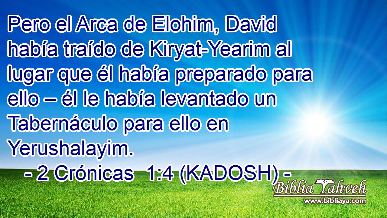  Pero el Arca de Elohim, David había traído de Kiryat-Yearim al lugar que él había preparado para ello – él le había levantado un Tabernáculo para ello en Yerushalayim. 