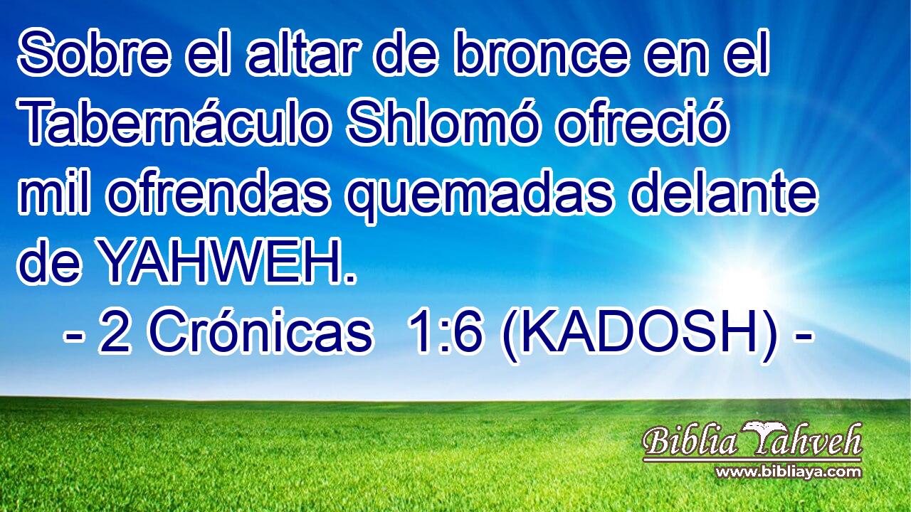  Sobre el altar de bronce en el Tabernáculo Shlomó ofreció mil ofrendas quemadas delante de YAHWEH. 