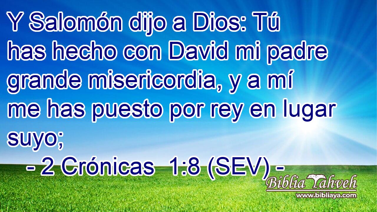 Y Salomón dijo a Dios: Tú has hecho con David mi padre grande misericordia, y a mí me has puesto por rey en lugar suyo;
