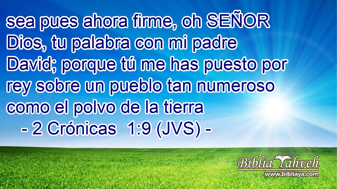 sea pues ahora firme, oh SEÑOR Dios, tu palabra con mi padre David; porque tú me has puesto por rey sobre un pueblo tan numeroso como el polvo de la tierra
