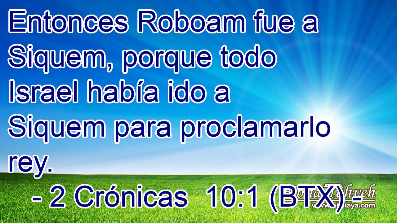 Entonces Roboam fue a Siquem, porque todo Israel había ido a Siquem para proclamarlo rey.