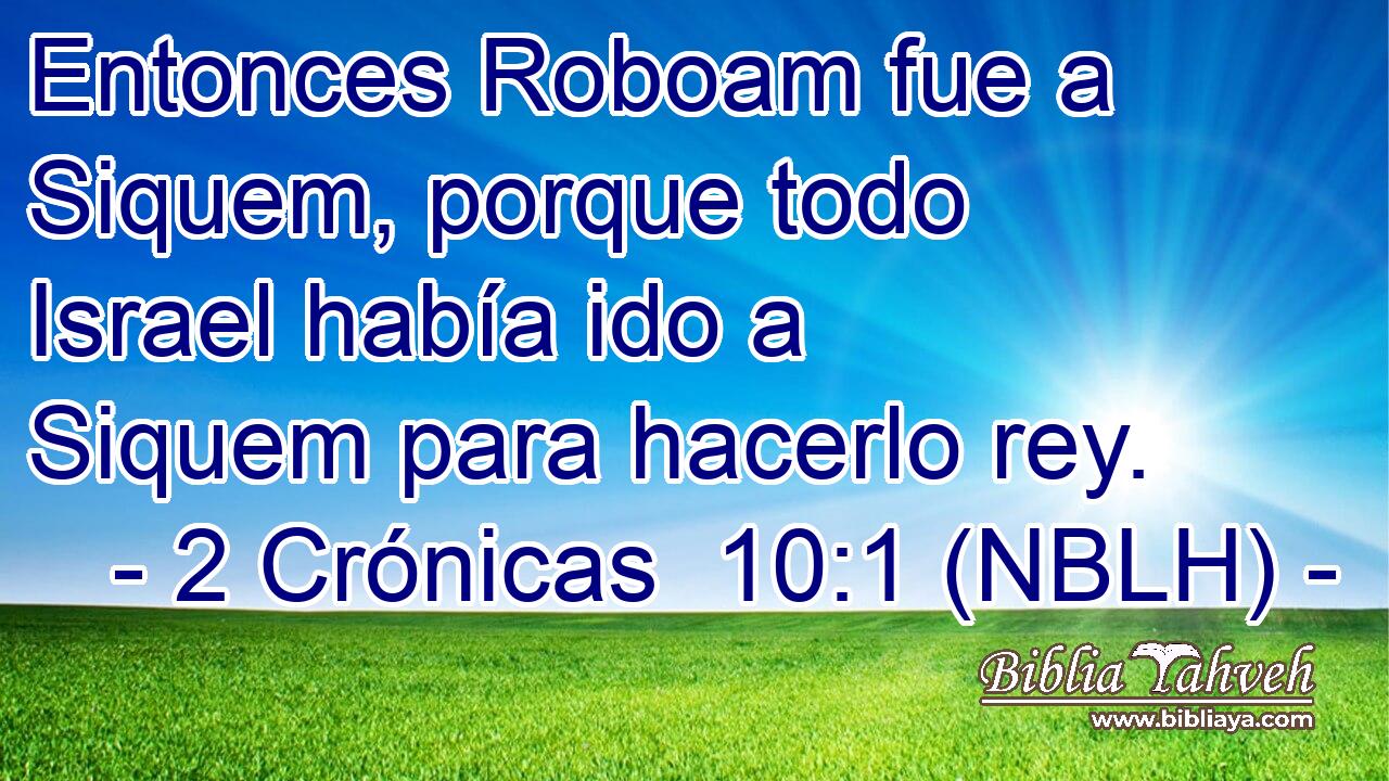  Entonces Roboam fue a Siquem, porque todo Israel había ido a Siquem para hacerlo rey. 