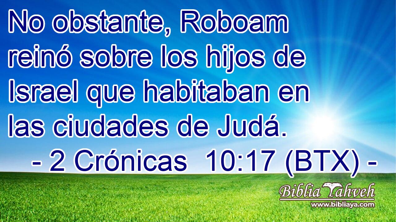 No obstante, Roboam reinó sobre los hijos de Israel que habitaban en las ciudades de Judá.