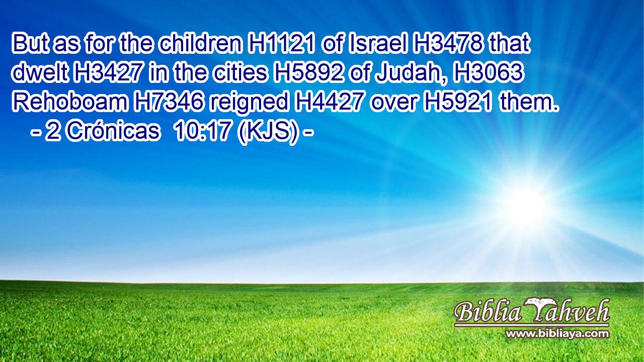 But as for the children H1121 of Israel H3478 that dwelt H3427 in the cities H5892 of Judah, H3063 Rehoboam H7346 reigned H4427 over H5921 them.