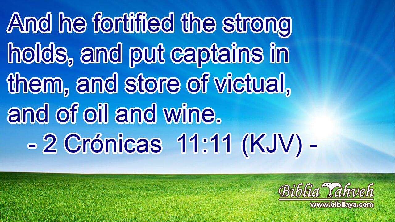 And he fortified the strong holds, and put captains in them, and store of victual, and of oil and wine.