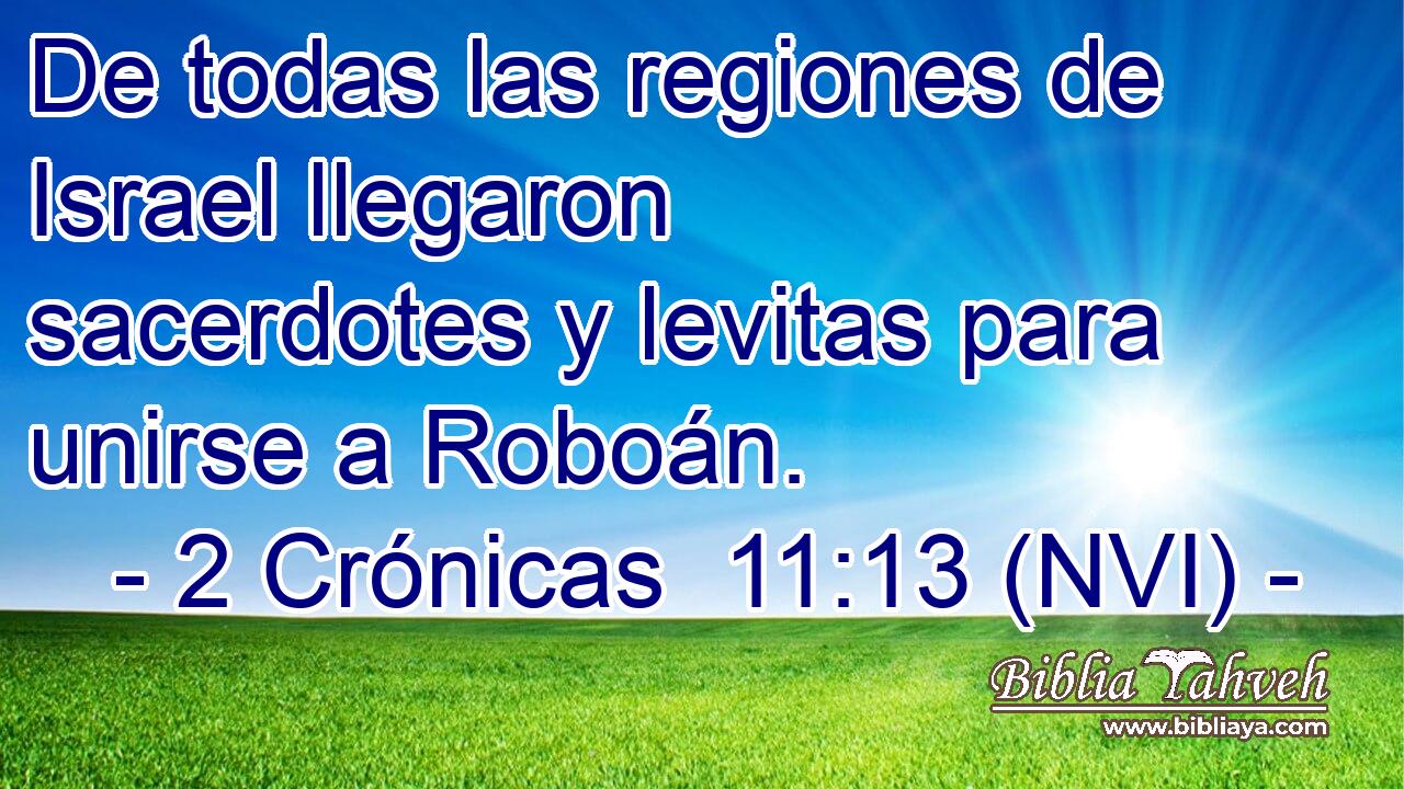  De todas las regiones de Israel llegaron sacerdotes y levitas para unirse a Roboán. 