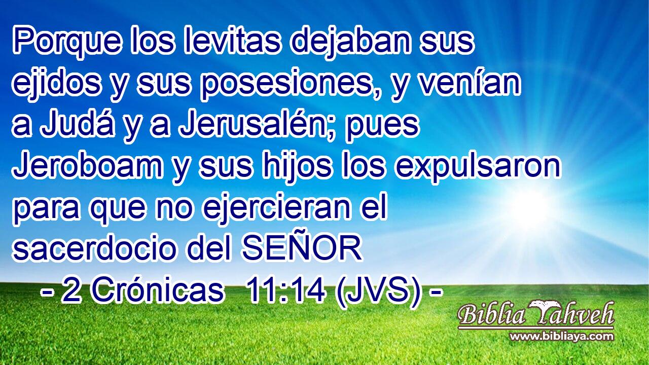 Porque los levitas dejaban sus ejidos y sus posesiones, y venían a Judá y a Jerusalén; pues Jeroboam y sus hijos los expulsaron para que no ejercieran el sacerdocio del SEÑOR