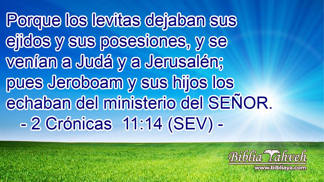 Porque los levitas dejaban sus ejidos y sus posesiones, y se venían a Judá y a Jerusalén; pues Jeroboam y sus hijos los echaban del ministerio del SEÑOR.