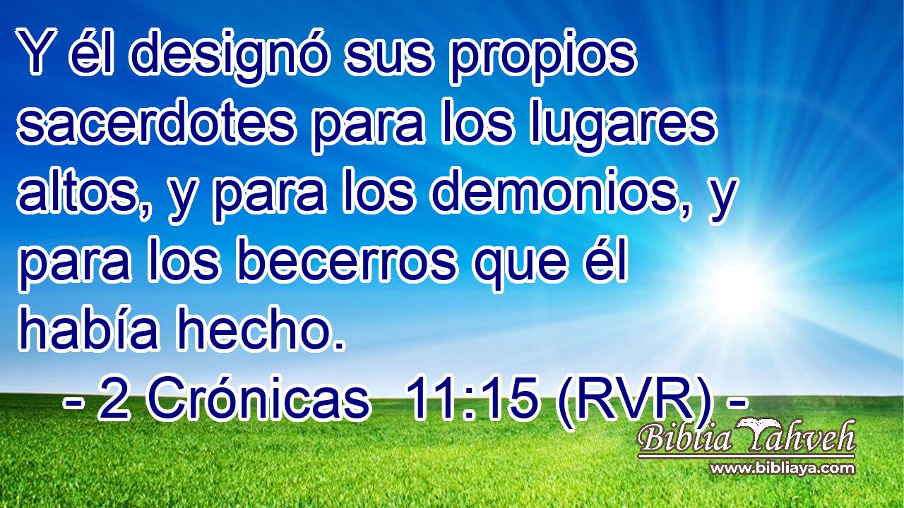 Y él designó sus propios sacerdotes para los lugares altos, y para los demonios, y para los becerros que él había hecho.