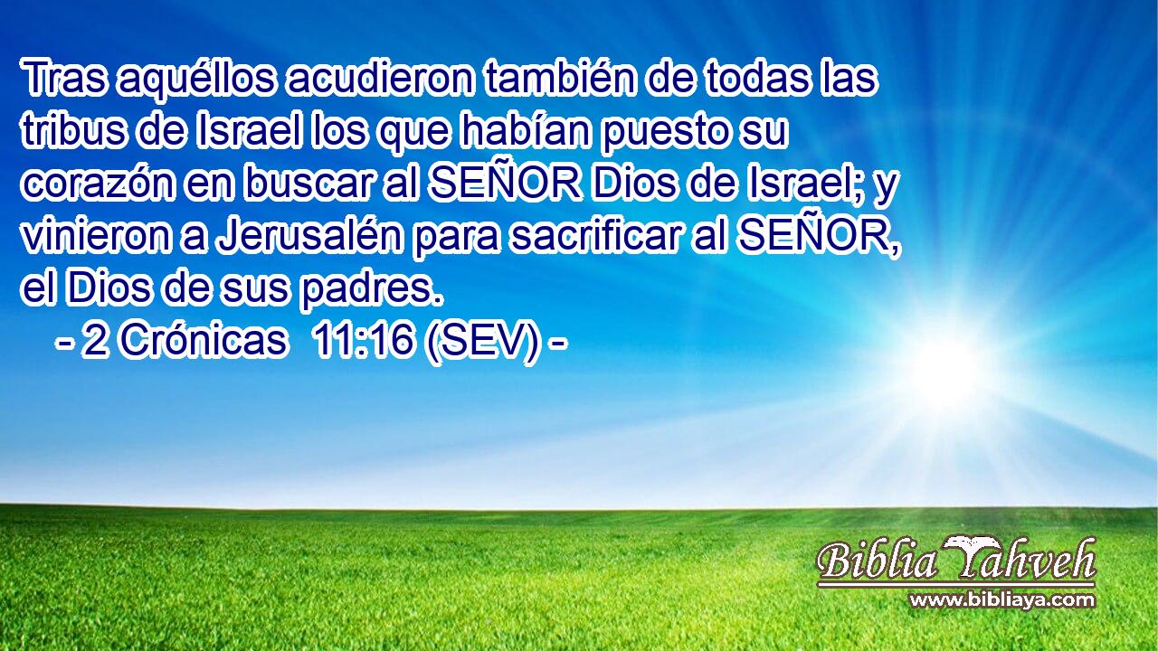 Tras aquéllos acudieron también de todas las tribus de Israel los que habían puesto su corazón en buscar al SEÑOR Dios de Israel; y vinieron a Jerusalén para sacrificar al SEÑOR, el Dios de sus padres.