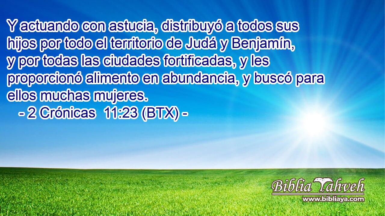 Y actuando con astucia, distribuyó a todos sus hijos por todo el territorio de Judá y Benjamín, y por todas las ciudades fortificadas, y les proporcionó alimento en abundancia, y buscó para ellos muchas mujeres.