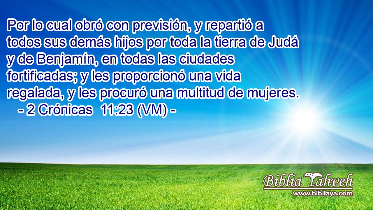  Por lo cual obró con previsión, y repartió a todos sus demás hijos por toda la tierra de Judá y de Benjamín, en todas las ciudades fortificadas; y les proporcionó una vida regalada, y les procuró una multitud de mujeres. 