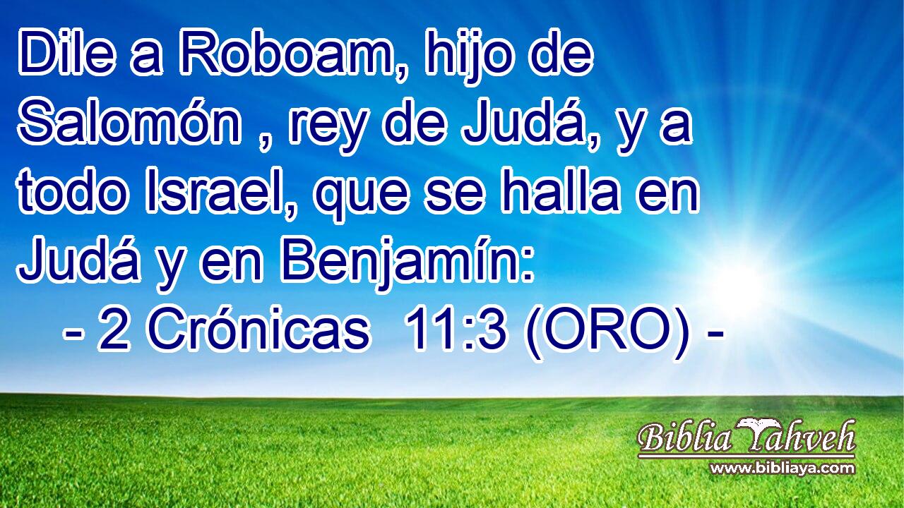  Dile a Roboam, hijo de Salomón , rey de Judá, y a todo Israel, que se halla en Judá y en Benjamín: 