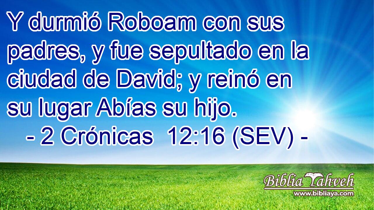 Y durmió Roboam con sus padres, y fue sepultado en la ciudad de David; y reinó en su lugar Abías su hijo.