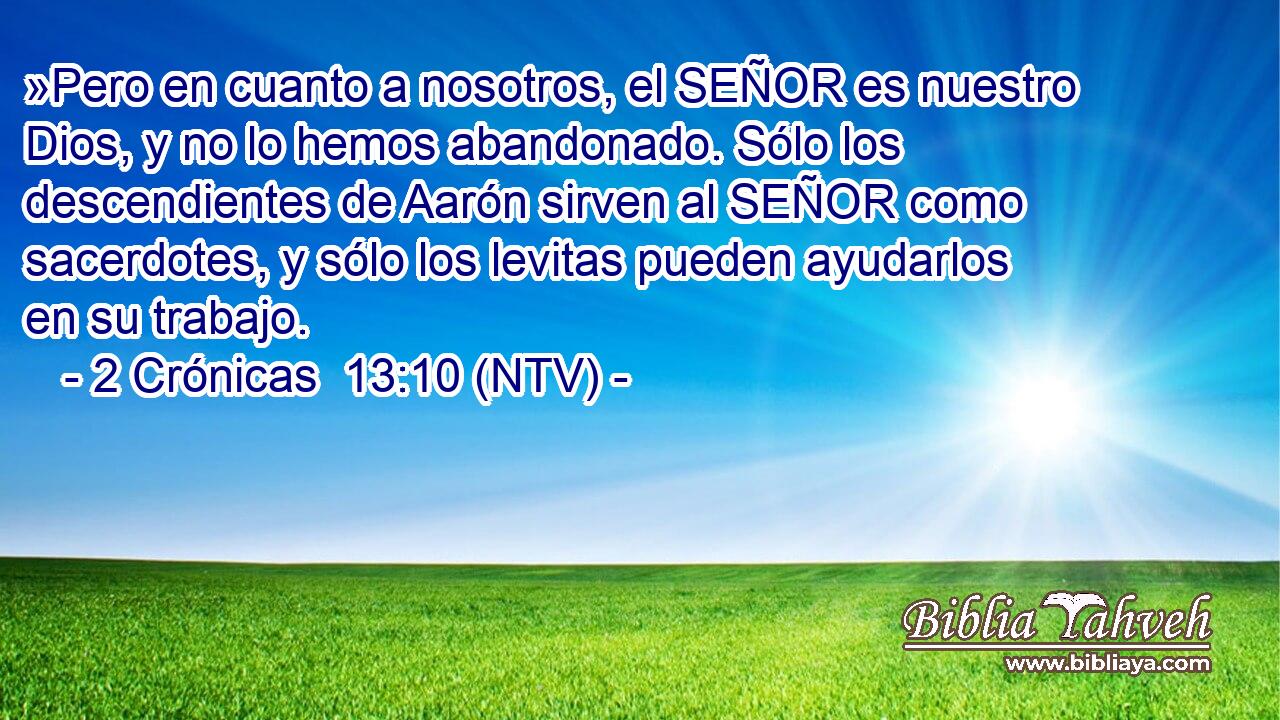 »Pero en cuanto a nosotros, el SEÑOR es nuestro Dios, y no lo hemos abandonado. Sólo los descendientes de Aarón sirven al SEÑOR como sacerdotes, y sólo los levitas pueden ayudarlos en su trabajo.