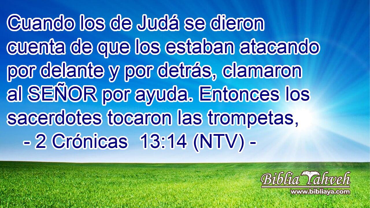 Cuando los de Judá se dieron cuenta de que los estaban atacando por delante y por detrás, clamaron al SEÑOR por ayuda. Entonces los sacerdotes tocaron las trompetas,
