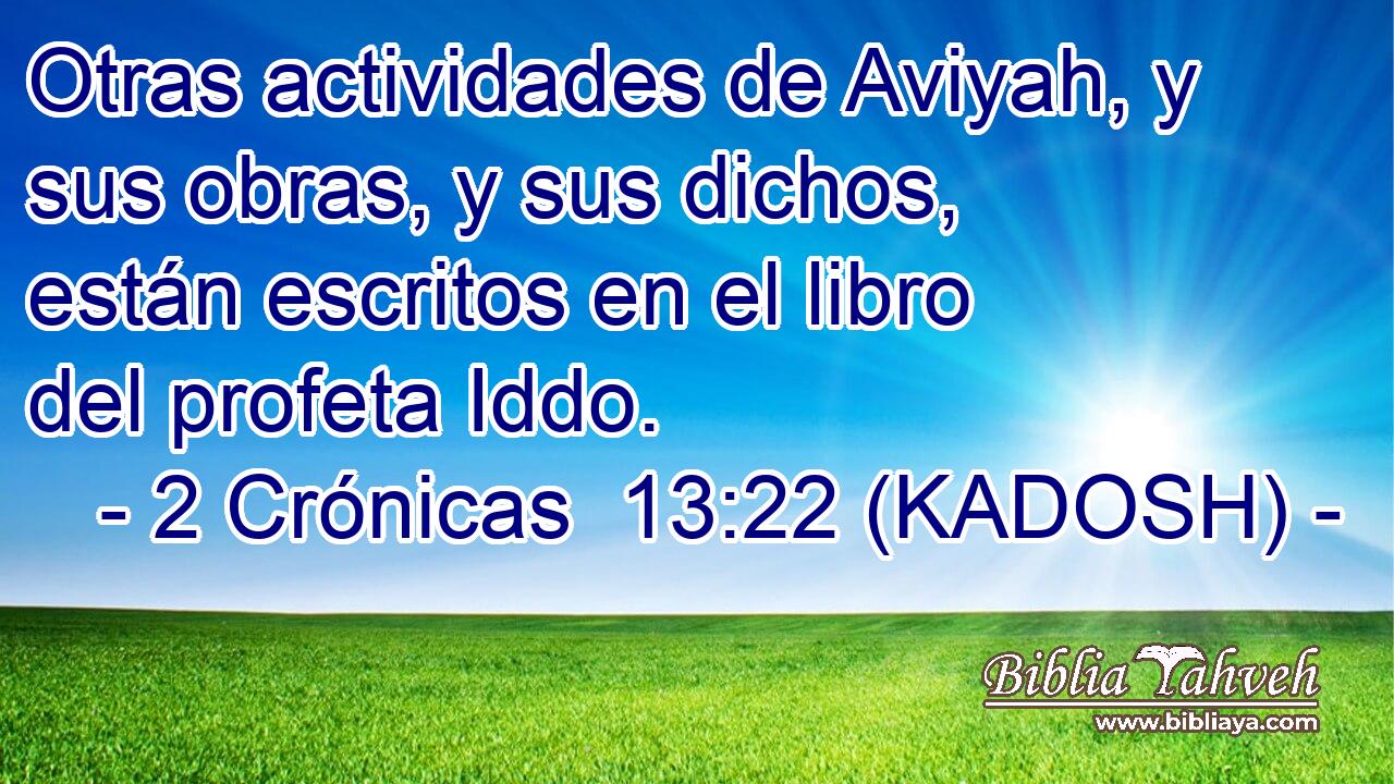  Otras actividades de Aviyah, y sus obras, y sus dichos, están escritos en el libro del profeta Iddo. 