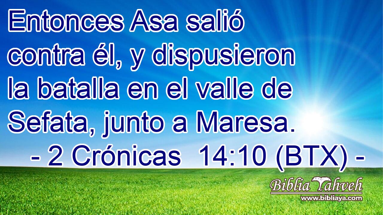 Entonces Asa salió contra él, y dispusieron la batalla en el valle de Sefata, junto a Maresa.