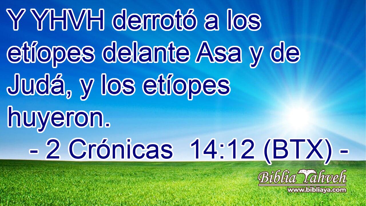Y YHVH derrotó a los etíopes delante Asa y de Judá, y los etíopes huyeron.
