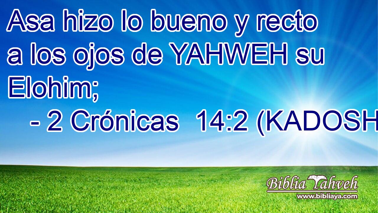  Asa hizo lo bueno y recto a los ojos de YAHWEH su Elohim; 
